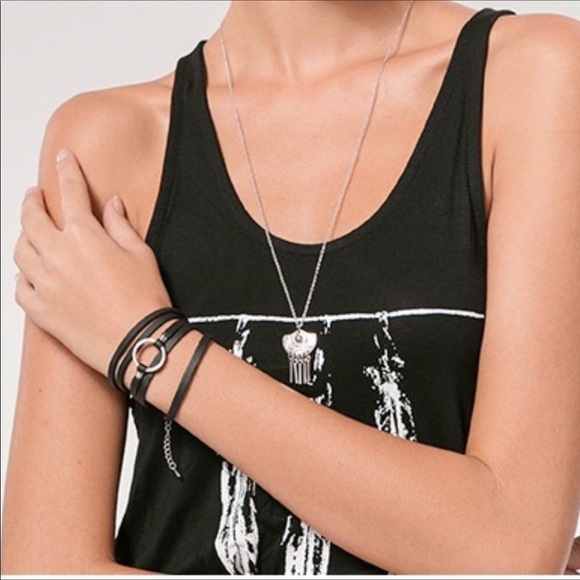 O-ring Leather Wrap Bracelet - Picture 2 of 3